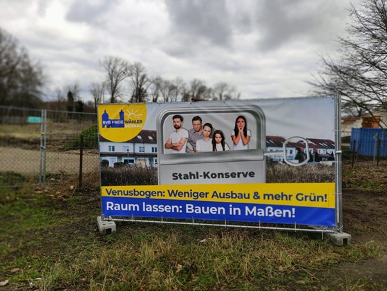 Plakat zum Venusbogen von BVB / FREIE WÄHLER